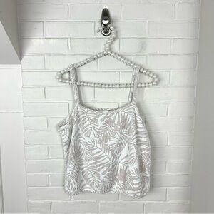 LOFT Neutral Nubby Knit Palm Leaf Patterned Tank Top Size M